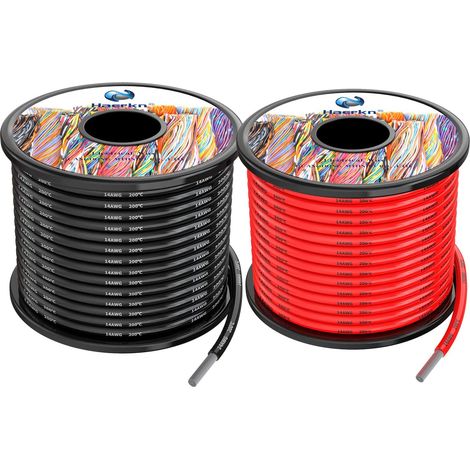 Silicone Electric Wire 2.0mm² 14awg 2x10 Meters per Axis Cable Multi-strand tinned copper wire, high temperature resistant, anti-corrosion and easy to solder, ultra flexible and soft (1/5)