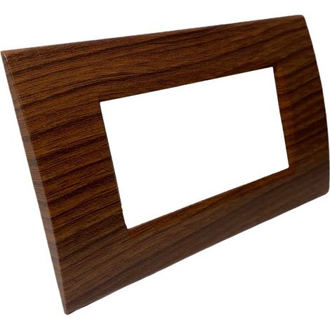 Placchetta per interruttore a 4 posti color legno cassetta 504 compatibile con bticino living light supporto cover (1/2)