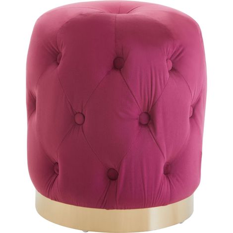 Interiors by Premier Wine Velvet Stool, Easy to Clean Tufted Velvet Stool, Improves Body Posture Tufted Stool