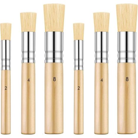 Pinceau de Pochoir, Brosse à Poils Naturels, pour Peinture Acrylique, Peinture à l'huile, Projet de Bricolage Artisanat, 6 Pièces 3 Tailles (1/5)