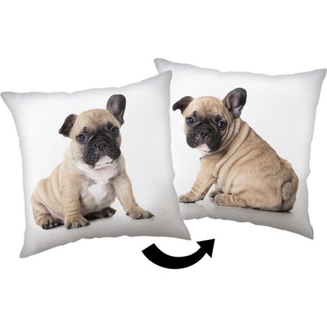 Coussin décoratif chien bouledogue 40x40 cm
