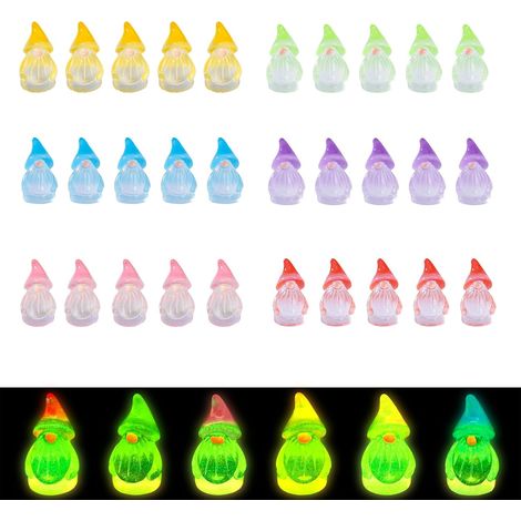30 pièces Nains de Jardin Lumineux en Mini résine Gnomes minuscules Fées Figurines de Jardin Brillantes dans Le Noir Décoration Miniature de Gnomes pour Paysage (1/5)