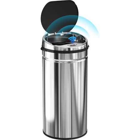 Poubelle à capteur 42 L, poubelle automatique en acier inoxydable avec capteur infrarouge, pour la cuisine et la salle à manger. (1/5)