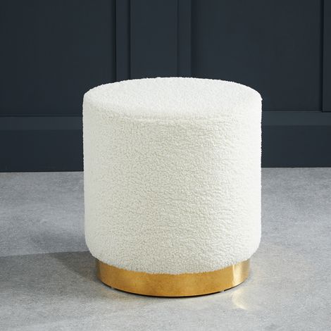 Lara Pouffe Ted Fabric Small - Boucle - W40.5 x H43 cm - White (1/2)