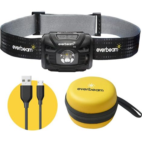 LED Lampe frontale, batterie rechargeable 1200mAh / 3 piles AAA, détecteur de mouvement, 680 lumens ultra lumineux, autonomie de 45 heures, lampe frontale USB, étanche (1/5)