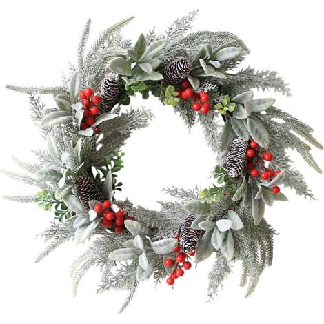 Guirlande De Noël - 50 Cm - Branches D'épicéa Artificielles - Baies Et Boules Décoratives - Pour Intérieur Et Extérieur - 1 Pièce (1/5)