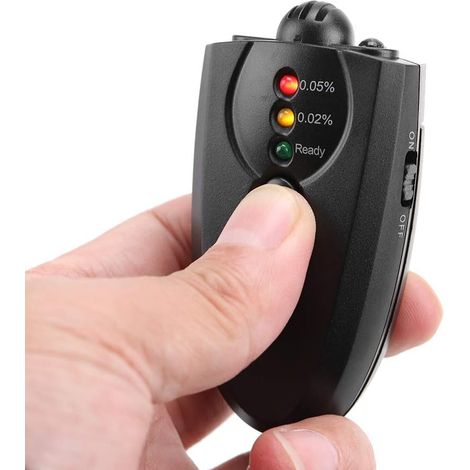 Llavero alcoholímetro, alcoholímetro para medir el alcohol, llavero portátil con pantalla LED y función de linterna, color negro, para uso personal y profesional. (1/5)
