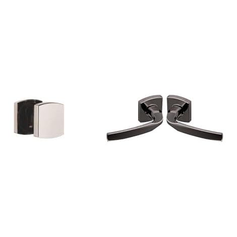 Jeu de Rosaces 6425 Aveugle + Poignée de Porte - Béquille et Rosace Carrée Solidarisées Bec de Cane - Finition Diamant Noir