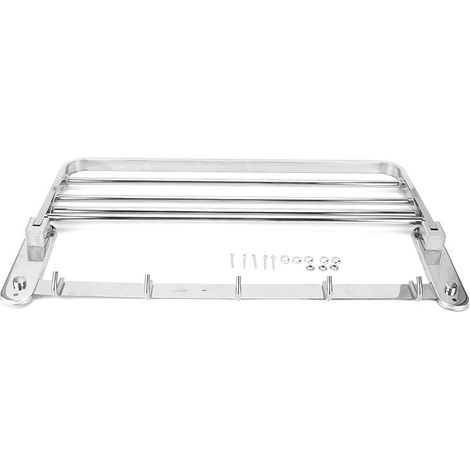 Porte-serviettes mural pliable en acier inoxydable avec étagère de ran (1/5)