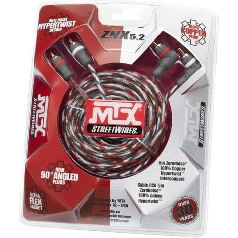 MTX ZNX5.2 RCA-Kabel "ZeroNoise" 5 Meter symmetrisch 100% Kupfer 3-fach geschirmt