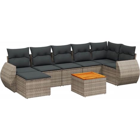 Maison Exclusive - 8-tlg. Garten-Sofagarnitur mit Kissen Grau Pol
