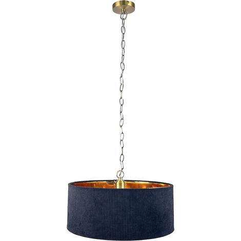 Relaxdays pendant light, fabric shade, HxD: 180 x 40 cm, modern pendant lamp, E27 socket, dining light, black/bronze
