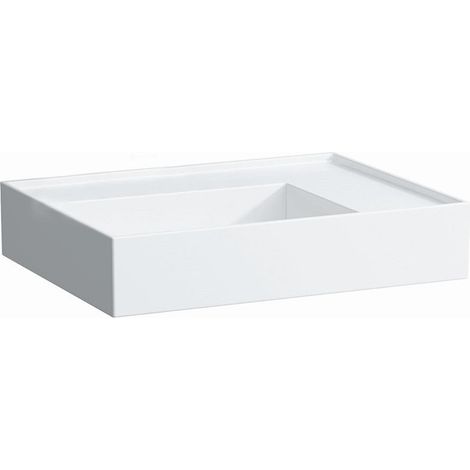 Lavabo KARTELL 600 x 460 mm, étagère à droite sans trop-plein, sans trou pour robinet blanc LCC LAUFEN