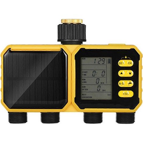 Solar Powered minuterie d arrosage 4 Zone irrigation contrôleur pluie Sensor automatique pour gazon jardin Livesto No (1/5)