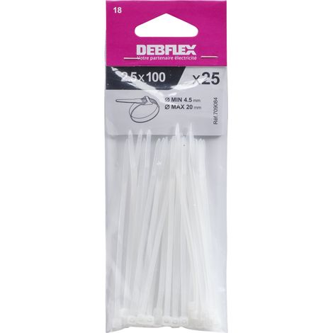 DEBFLEX - COLLIER AUTOBLOCANT 2.5X100 MM INCOLORE SACHET DE 25 - 709084 (1/3)