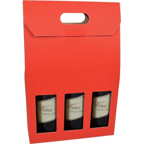 Scatola porta bottiglie rossa per confezioni regalo con onda a vista h 41 cm -2 Bottiglie (1/2)