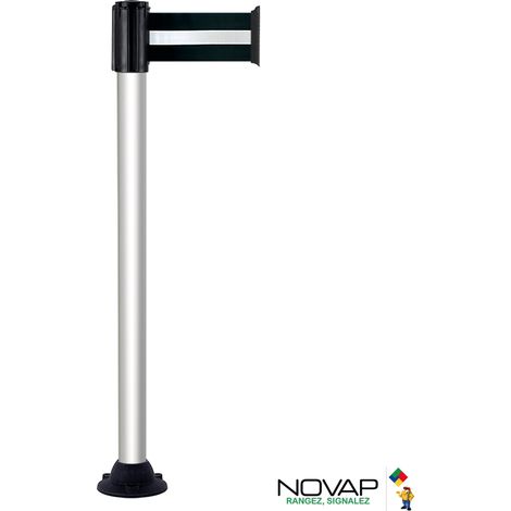 Poteau Alu Anodisé à sangle Noir/Argent 3m x 100mm sur socle fixe - 2700078