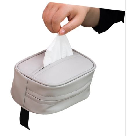 Corbeille à papier élégante pour voiture en similicuir gris (1/4)