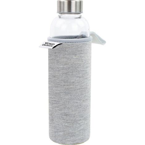 Gourde en verre 500ml + housse grise - Yoko Design