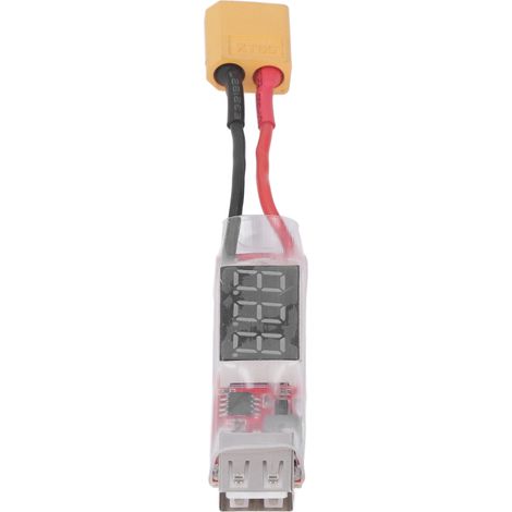 Convertisseur charge XT60 vers USB 2-6S pour accu LiPo vers chargeur portable avec écran et protection tension (1/5)