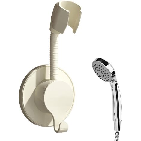 Support de pommeau de douche réglable, fixation murale pour poignée de douche, dimensions : 18 x 7,5 x 5,5 cm, support adhésif rotatif pour douchette, support robuste pour salle de bain d'appartement, (1/5)