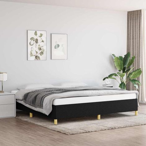 Cadre de lit sans matelas noir 200x200 cm tissu (1/5)