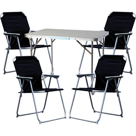5-teiliges Campingmöbel Set schwarz 80x60x68cm-MMC330871+4xMPO2600S (1/4)
