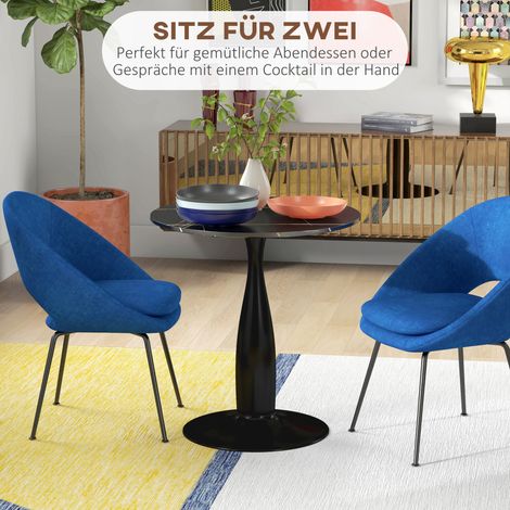 Table à manger ronde noire, acier laqué par thermolaquage, panneaux MDF mélaminés, pieds anti-dérapants, diamètre 70 cm, hauteur 74 cm