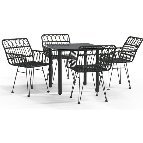 Ensemble à manger de jardin 5 pcs，Salon de jardin Noir Résine tressée CFW68826 (1/5)