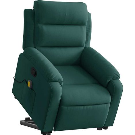 vidaXL Poltrona Alzapersona Reclinabile Verde Scuro in Velluto (1/5)