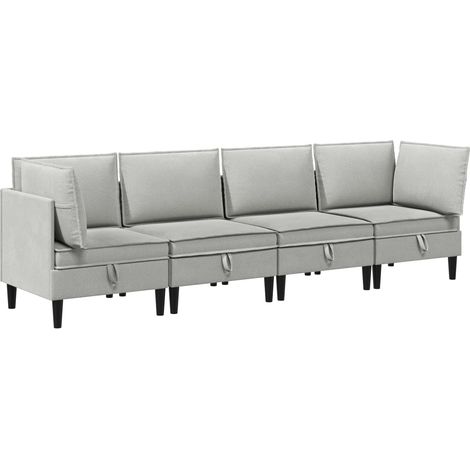 vidaXL Juego de muebles de salón 4 uds. Gris claro Tela (1/2)