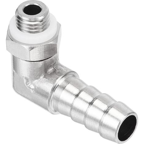 Tuyau Barbillon Raccords - 90 Degré Coude Nickelé 8mm Barbelé Tuyau Connecteur avec Tuyau Appliquer au Gaz (M8x1 Mâle Filetage) (1/5)