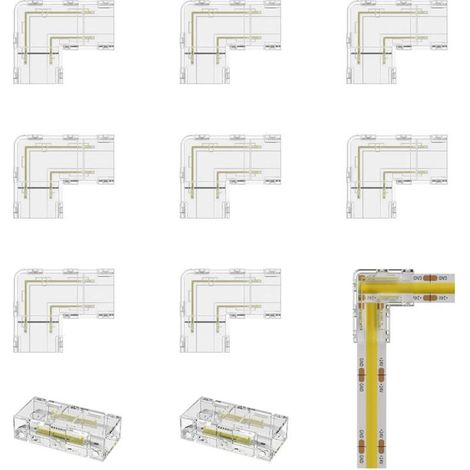 10PCS connecteurs pour Ruban LED COB 2Pin 8MM, incluant 8PCS connecteurs type L/angle, 2PCS connecteurs intermédiaires sans espace pour les lumières LED Srtip (pas pour les bandes 5mm et 10mm) (1/5)