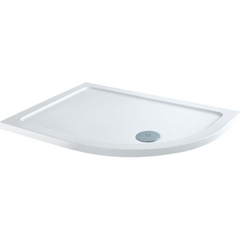 Hudson Reed – Receveur de douche arrondi 100x80cm – En résine polymère – Ultra-plat 4,5cm – Compatible bonde 90mm à haut débit (1/3)