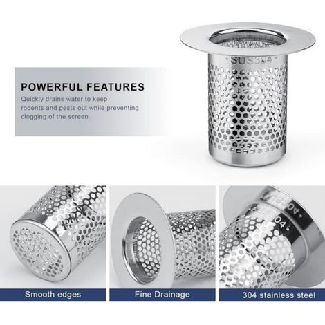 Filtre À Cheveux - Acier Inoxydable 304 - Pour Drain Douche Lavabo Évier Balcon - Lot De 3 (1/5)