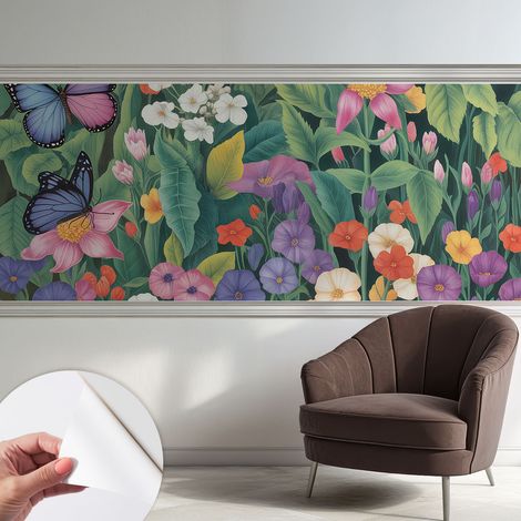 Fotomurale adesivo stickers - murali decorativo - soggiorno moderno - effetto realistico - Esplosione floreale 250x104 cm (1/5)