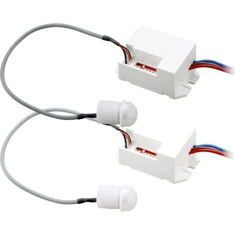 Conjunto de 2 detectores de movimiento infrarrojos IP54 integrados – alcance de detección de 8 metros – ángulo de detección de 360° (1/5)