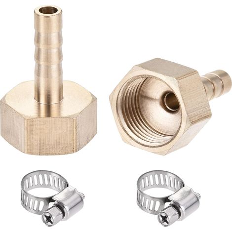 Lot de 2 adaptateurs de tuyau Barb en laiton - 6 mm - Barbed x G1/2 - Tube intérieur avec collier de serrage de 6 à 12 mm (1/5)