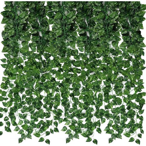 Lot de 4 guirlandes de verdure de lierre artificiel de 173 pieds, toile de fond de plantes suspendues en fausses vignes pour décoration murale de chambre à coucher (1/5)