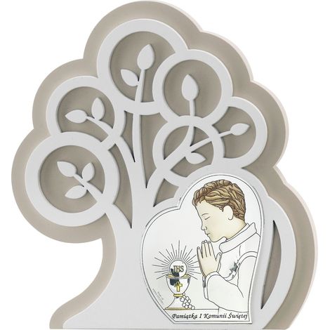 Quadro per la Prima Comunione, in argento, con incisione, un ricordo della prima comunione per un bambino Dimensioni: 14x15,5 cm Codice articolo: VL81401S/1LCOL