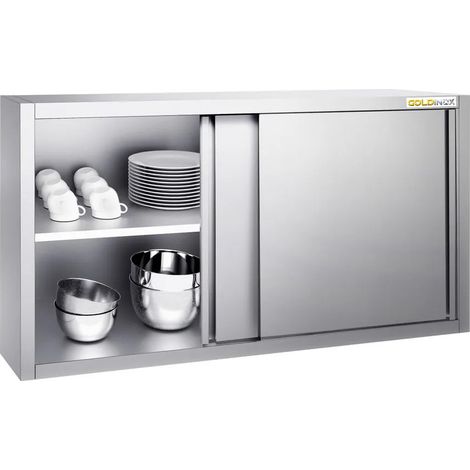 Placard mural inox 1500 x 400 mm / Hauteur 800 mm avec portes coulissantes PREMIUM - GOLDINOX (1/2)
