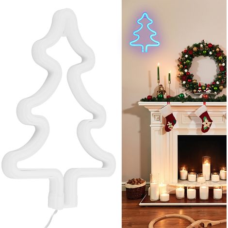 Moderne LED-Neon-Weihnachtsbaumbeleuchtung, LED-Leuchtschild für Schlafzimmer, Weihnachtsfeierdekoration, blaues Licht (1/5)