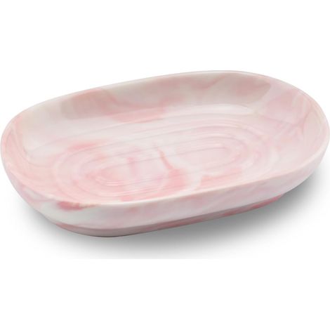 1 Porte-savon Céramique, Motif Marbre, Rainures Antidérapantes, Support Solide, Pour Salle De Bain Et Cuisine