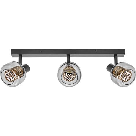 OSRAM DECOR Spot Firefly Applique murale, 3 x 2,8 W, E14, 750 lm, 2700 K, blanc chaud, gradable, IP20, métal/verre, noir, LED incluses et interchangeables
