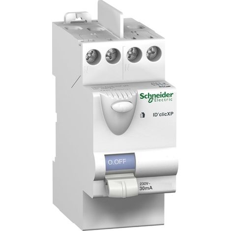 Schneider 23157 Interruptor diferencial ID clic 25 A - 2 módulos - Tipo CA - 30 mA