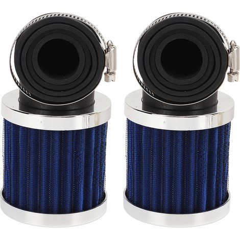 Ortviai Filtre à Air Moto 90° pour Carburateur 28–48 mm – Lot de 2, Bleu, Réglable pour Scooter, Quad, Moto Tout-Terrain (1/5)