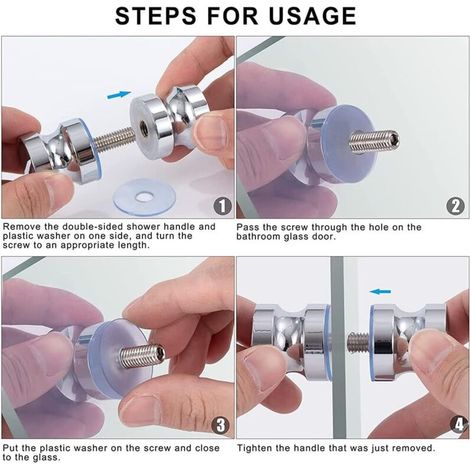 2 Pièces Bouton De Porte De Douche,Porte De Douche Ronde Bouton De Porte Inox Boutons De Douche Bouton De Porte De Douche Poignées De Porte Pour Salle De Bain Porte En Verre Porte Coulissante-DPZO (1/4)