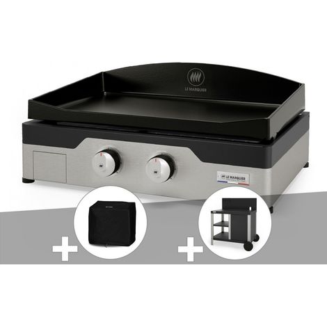 Plancha gaz Signature Allure 260 Duo + Housse de protection + Desserte - Le Marquier