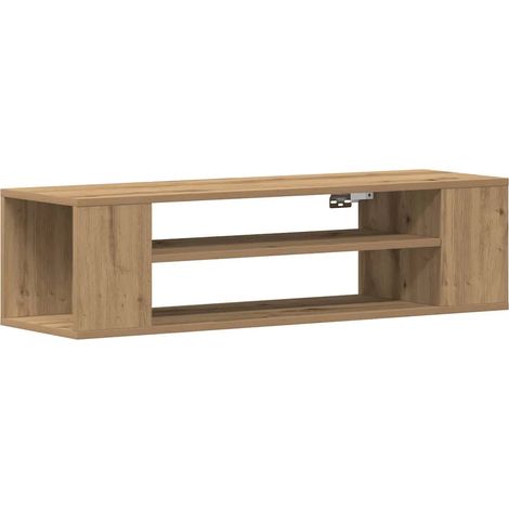 Meuble TV rectangulaire moderne avec 2 étagères organisation efficace salon 100 x 30 x 26,5 cm en bois d'ingénierie chêne artisan