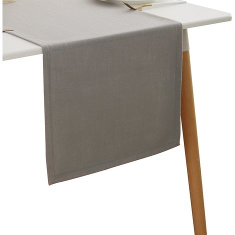 Chemin de table 30x120 cm Gris clair – Lin – Lavable et repassable à basse température – Style moderne - pour décoration de fête et de salle à manger (1/5)